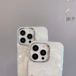 Plating shell texture phone case detail view, glossy electroplated frame, elegant style.