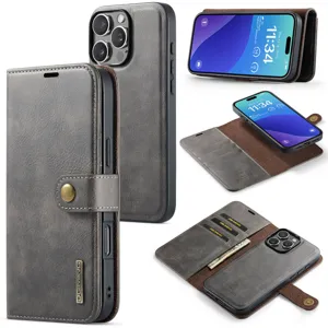 Magnetische afneembare lederen telefoonhoes portemonnee hoesje met kaartsleuven voor iPhone