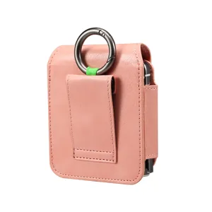 Rosa Ölwachsleder Holster Tasche mit praktischem Gürtelclip und Haken für den Alltag.