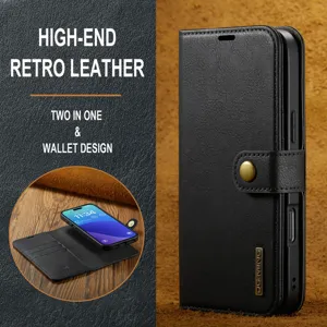 Magnetische afneembare portemonnee lederen telefoonhoesje, handige hoes met kaartsleuven.