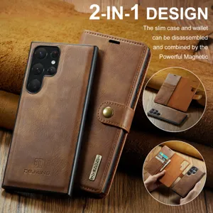 Αποσπώμενη Μαγνητική Θήκη Πορτοφόλι Για Samsung Galaxy S25 Ultra S24 Plus S23 FE Ρετρό Δέρμα PU Πολλαπλές Υποδοχές Καρτών Θήκη Τηλεφώνου