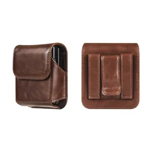 Men PU Leather Phone Waist Bag Magnetic Closure Belt Loop Holster Vertical Flip Phone Pouch For Foldable Smartphone