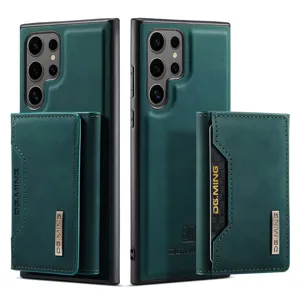 Coque de téléphone en cuir amovible Samsung Galaxy S24 S23 Ultra avec porte-cartes aimanté.