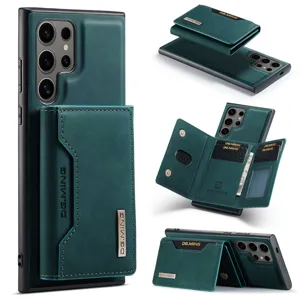 Coque de téléphone portefeuille en cuir amovible avec fentes pour Samsung Galaxy S24.