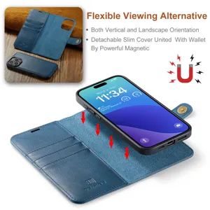 Afneembare lederen portemonnee telefoonhoesje met sterke magnetische zuiging iPhone 16 Pro