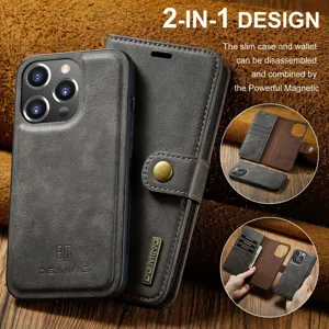 Magnetische Afneembare PU Lederen Portemonnee Telefoonhoesje 2-In-1 Flip Cover Multi Kaartsleuven Schokbestendige Beschermhoes Voor iPhone
