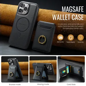 Δερμάτινη θήκη πορτοφόλι μαγνητική για iPhone 16 Pro Max με βάση δακτυλίου και θήκες.