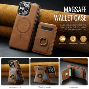Δερμάτινη θήκη πορτοφολιού MagSafe σε καφέ χρώμα με θήκες καρτών για iPhone 16 Pro Max.