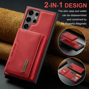 Coque portefeuille en cuir magnétique pour Samsung S24 Ultra étui amovible 2 en 1