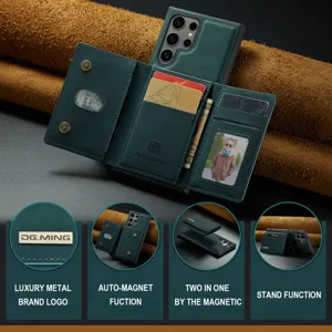 Etui portefeuille aimanté en cuir Samsung Galaxy S24 Ultra montrant les fentes pour cartes.