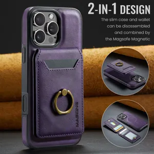 Μαγνητική θήκη κινητού για iPhone με αποσπώμενη θήκη καρτών και βάση δακτυλίου.