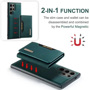 Coque de téléphone magnétique 2 en 1 pour Samsung S24 Ultra avec étui portefeuille.