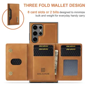Étui portefeuille magnétique en cuir pour Samsung Galaxy Ultra avec fentes pour cartes.