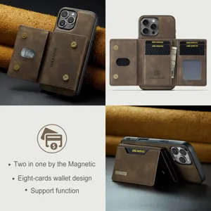 Μαγνητική δερμάτινη θήκη πορτοφόλι για iPhone 16 Pro Max με πολλαπλές θήκες καρτών.