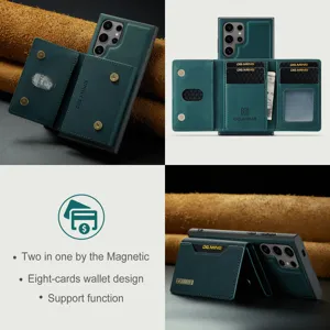 Etui portefeuille en cuir magnetique pour Samsung S24 Ultra coque 2 en 1 avec support