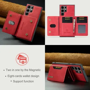 Étui portefeuille en cuir magnétique pour Samsung Ultra, coque amovible 2-en-1 avec fentes.