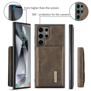 Coque de téléphone en cuir détachable avec porte-cartes magnétique pour Samsung S24 Ultra