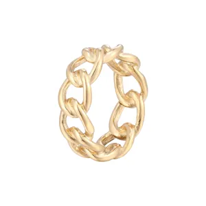 Bague géométrique en or 14K en acier titane, design de chaîne élégant au quotidien.