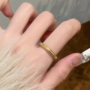 Bague Anneau Simple En Acier Titane Style Néo-Chinois Pour Femmes Électroplaqué Or Argent Géométrique Rond Bénédiction Lisse Mode Bijoux Cadeau