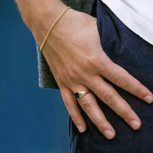 Ensemble bague et bracelet en acier titane dore style minimaliste retro pour mode