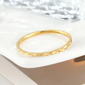 Minimalist Diamond Cut Titanium Steel Ring For Women Gold Rose Gold Silver Plated Geometric Daily Commuting Jewelry Finger Ring