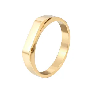 Bague géométrique en acier titane doré design minimaliste bijou tendance pour femme mode