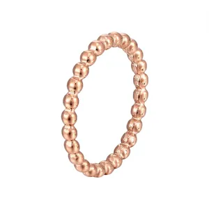 Bague minimaliste perles or rose 2mm acier inoxydable anneau géométrique empilable détail