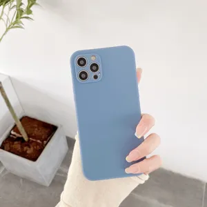 Funda de teléfono de silicona suave mate para iPhone, carcasa lisa de color sólido.