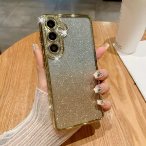 Custodia per telefono di lusso con strass glitter sfumati e protezione fotocamera Samsung.