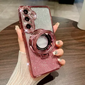 Cover per telefono magnetica di lusso con strass e glitter per Samsung, brillante e protettiva.