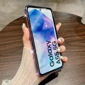 Custodia per telefono morbida con strass di lusso per Samsung Galaxy A55 con dettagli brillanti