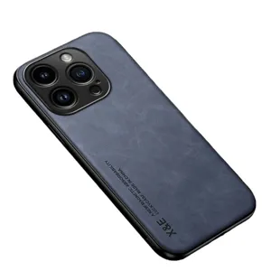 Luxury Magnetic Leather Phone Case for iPhone 16 Pro Max Sleek Protective Blue Cover