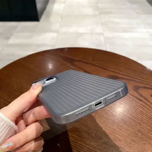 Transparent frosted silicone phone case with minimalist vertical stripes design for daily use.