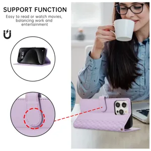 Etui portefeuille en cuir violet avec fentes pour cartes et fonction support pour iPhone, aimant.