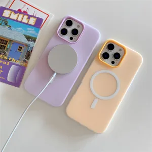 Coque de téléphone en silicone macaron magnétique avec protection d'appareil photo, couleurs bonbon.