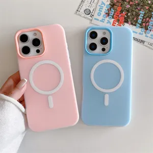 Coque de Téléphone en Silicone Liquide Magnétique MagSafe Pour iPhone 16 15 14 13 Pro Max Plus Coque Arrière Souple Antichoc