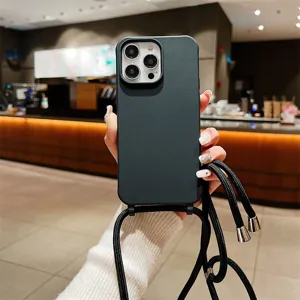 Siliconen Telefoonhoesje Met Koord Crossbody Riem Valbestendige Beschermhoes Voor iPhone Modieuze Mobiele Telefoon Accessoires