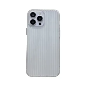 Transparent frosted striped soft phone case for iPhone, minimalist shockproof protective cover