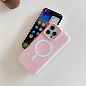 Coque de téléphone mat magnétique MagSafe pour iPhone 16 15 14 13 12 couleur bonbon