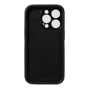 Black protective phone case with mesh interior texture, precise camera cutouts for device.