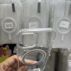 Transparent magnetic phone case clear anti-drop acrylic cover for iphone compatible models