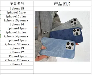 Funda protectora con textura de mezclilla compatible con iPhone 15 14 13 12 11 Pro Max.