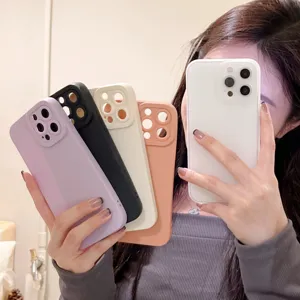 Koreaanse Matte Siliconen Telefoonhoes Voor iPhone 17 16 15 14 13 12 11 Pro Max Effen Kleur Schokbestendige Backcover