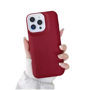 Red liquid silicone phone case for iPhone, soft touch puffy protective cover for Apple series.
