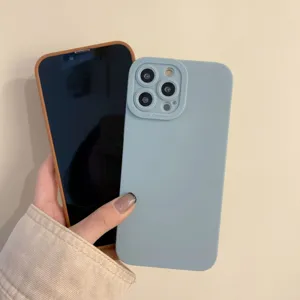 Effen matte telefoonhoesje voor iPhone volledige beschermhoes met cameralensbescherming