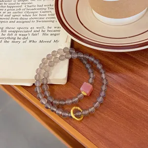 Natural agate double layer multi-layer bracelet Chinese style vintage beaded jewelry for women