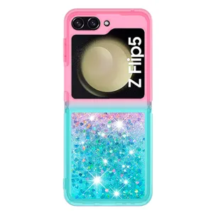 Farbverlauf Glitzerfluessigkeit Schutzhuelle kompatibel mit Samsung Z Flip5 Klapphandy