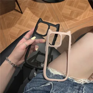 Schattig 3D kattenoor telefoonhoesje compatibel met iPhone, schokbestendige beschermhoes.