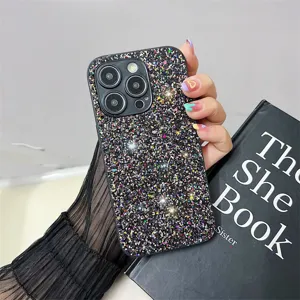 Sparkling glitter rhinestone phone case full protection back cover compatible with iphone