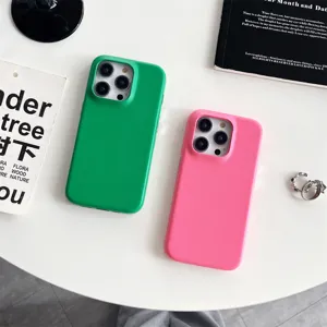 Solid color lambskin texture phone case for iPhone, premium full protection back cover.